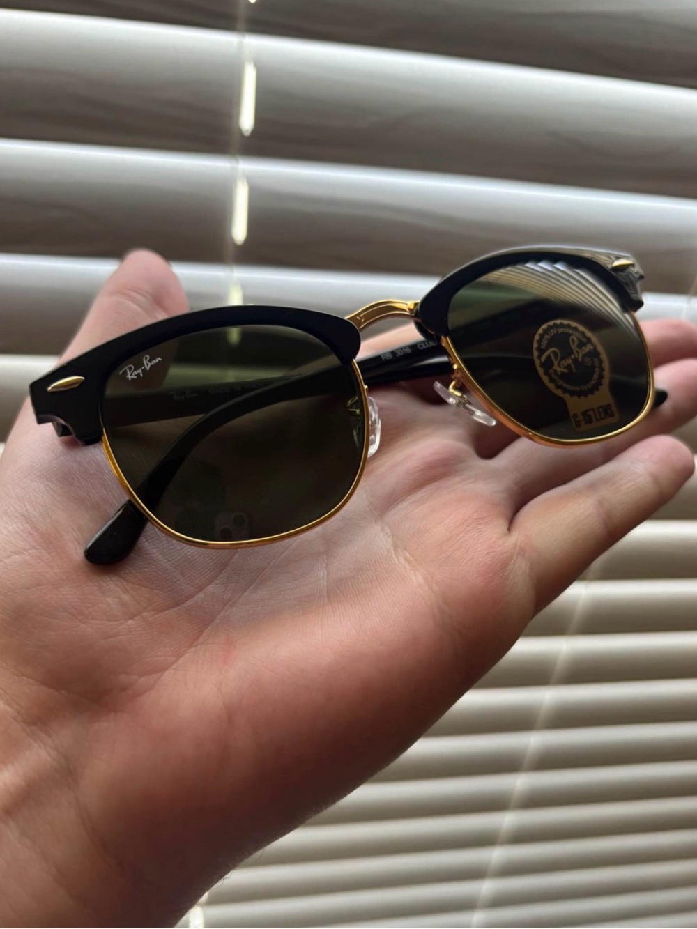 Ray-Ban RB3016 Clubmaster Black/Gold Sunglasses (Unisex)